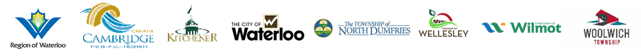 Logos of all municipalities and townships in Waterloo Region