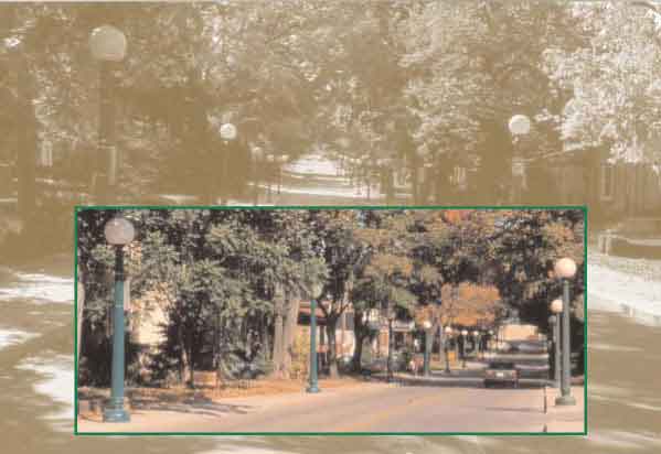 street scape with antique lights